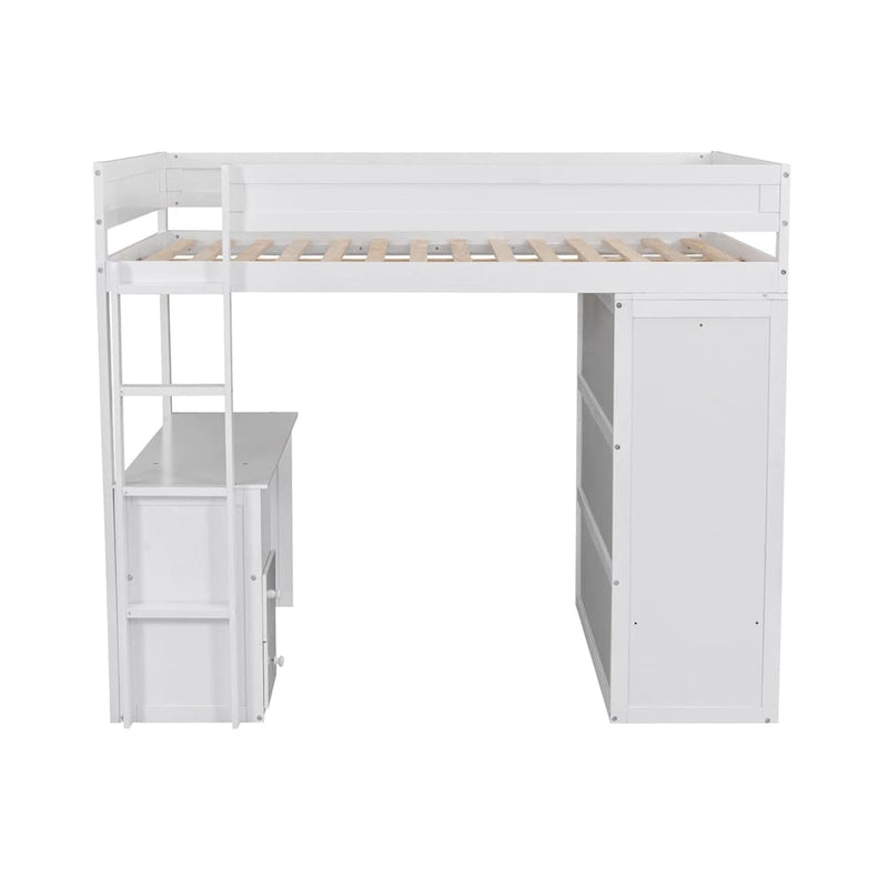 Bois avec armoires et bureau à 2 tiroirs avec meuble de rangement
