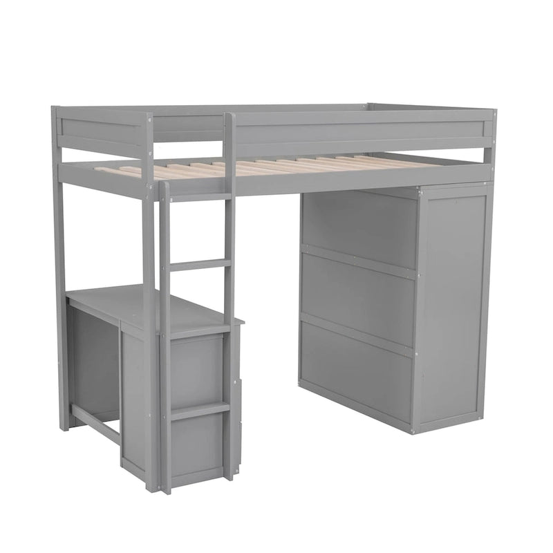 Bois avec armoires et bureau à 2 tiroirs avec meuble de rangement