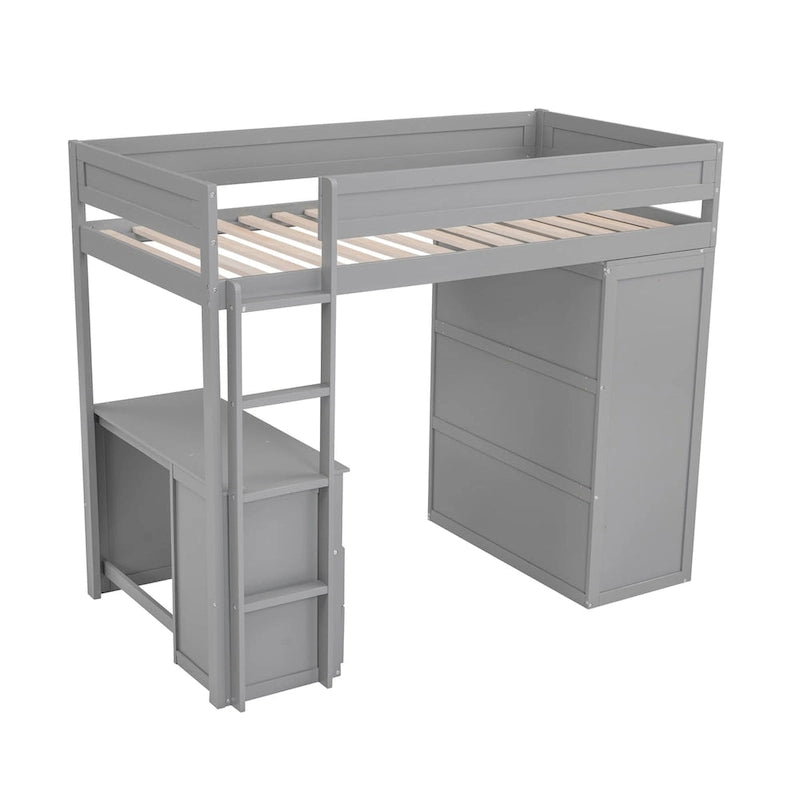 Bois avec armoires et bureau à 2 tiroirs avec meuble de rangement