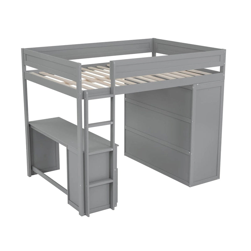 Bois avec armoires et bureau à 2 tiroirs avec meuble de rangement