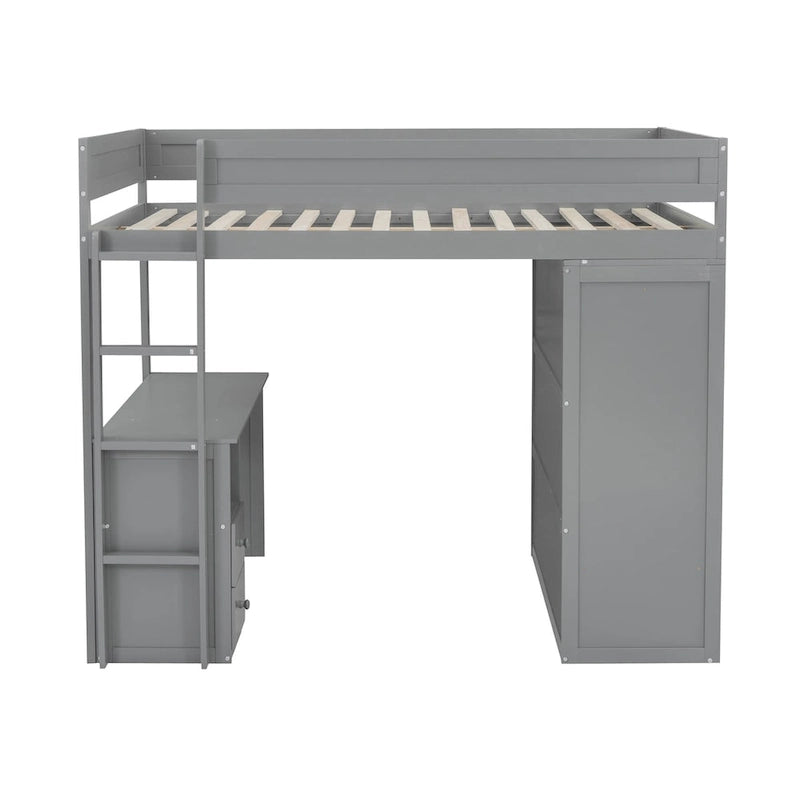 Bois avec armoires et bureau à 2 tiroirs avec meuble de rangement