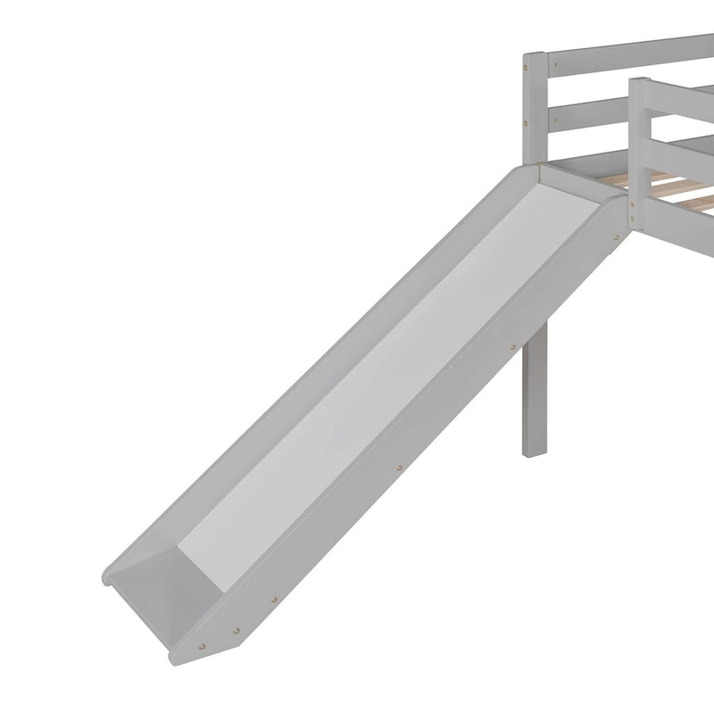 Lit mezzanine en bois massif de taille double avec toboggan et échelle
