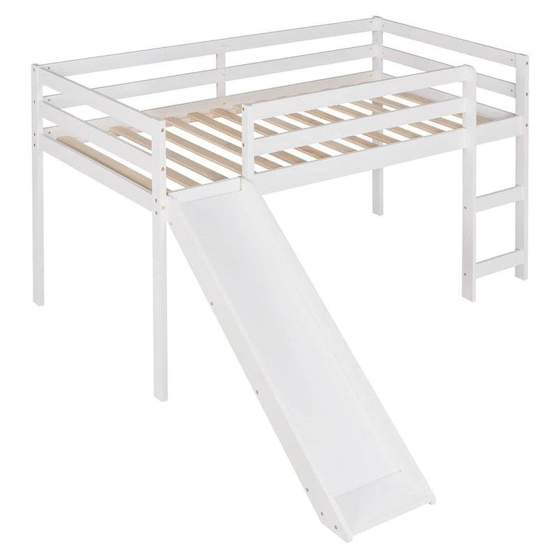 Lit mezzanine en bois massif de taille double avec toboggan et échelle