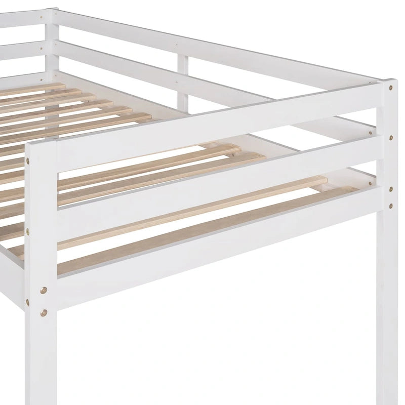 Lit mezzanine en bois massif de taille double avec toboggan et échelle