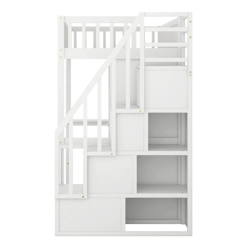 Lit mezzanine une place avec bibliothèque, tiroirs, bureau et armoire