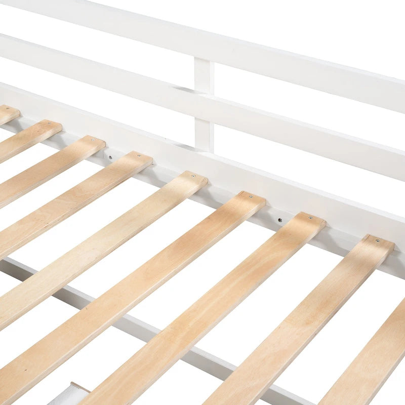Lit mezzanine simple avec étagères et tiroirs