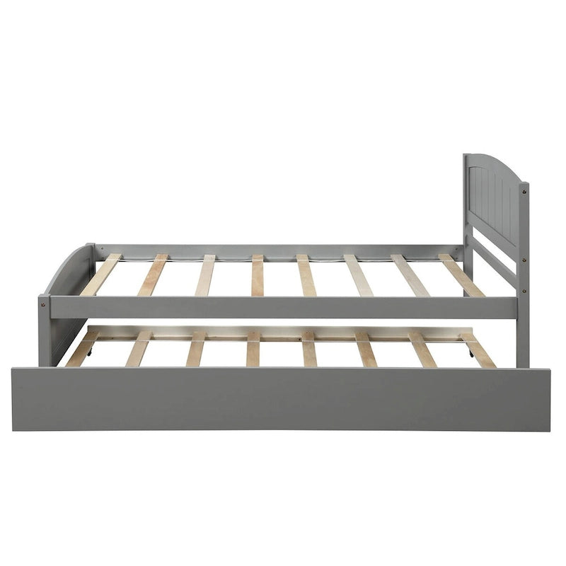 Lit plateforme en bois massif avec lit gigogne pour chambre à coucher, taille double