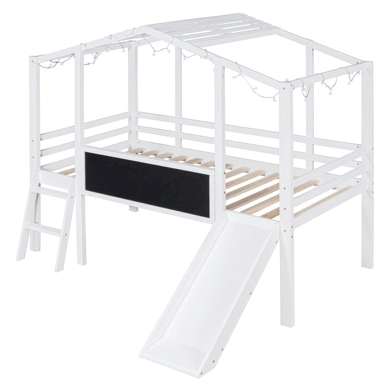 Lit mezzanine pour une personne avec échelle et toboggan