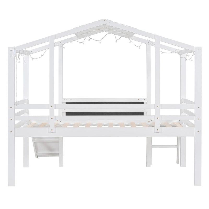 Lit mezzanine pour une personne avec échelle et toboggan