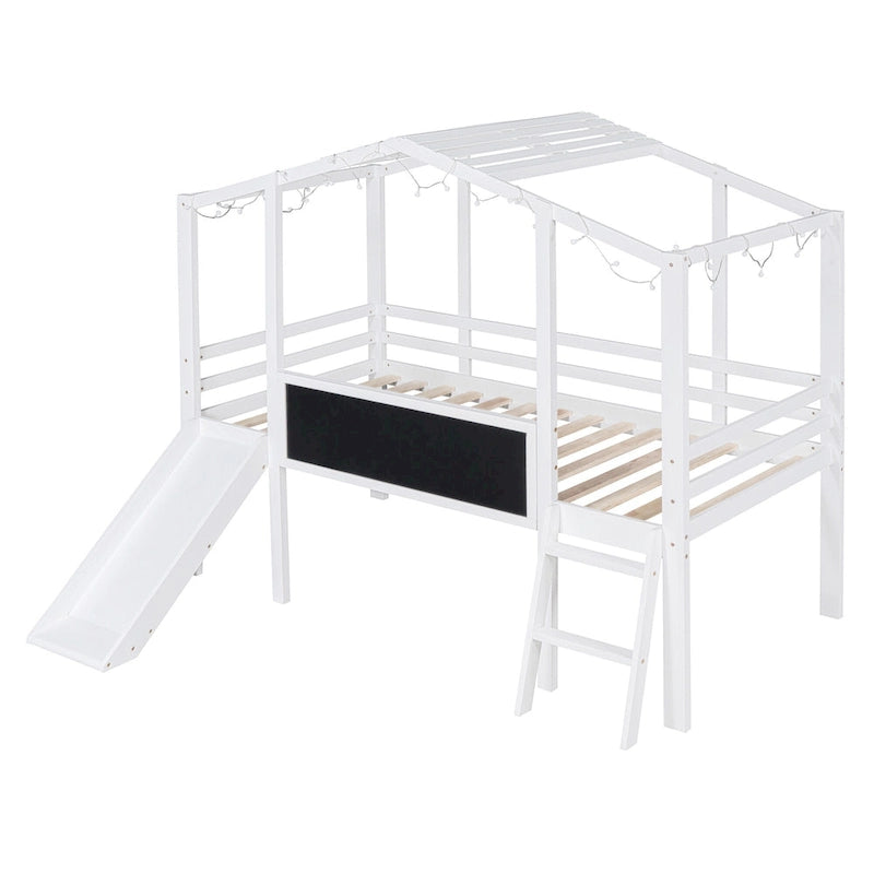 Lit mezzanine pour une personne avec échelle et toboggan