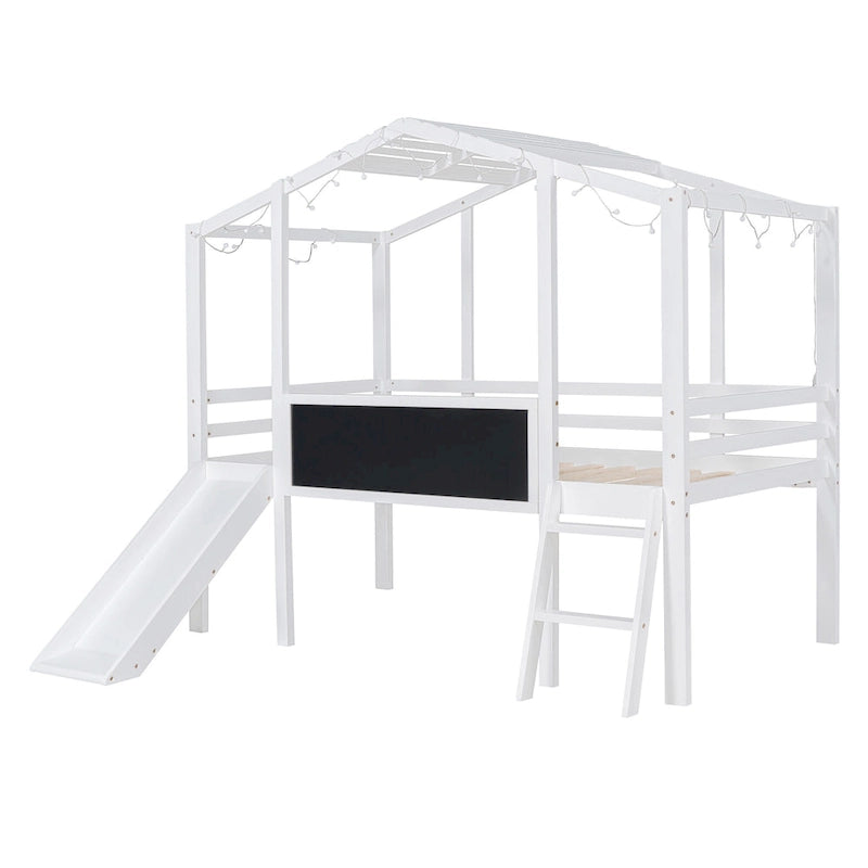 Lit mezzanine pour une personne avec échelle et toboggan