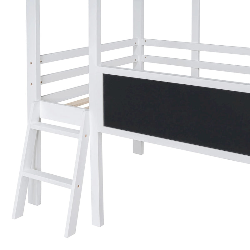 Lit mezzanine pour une personne avec échelle et toboggan
