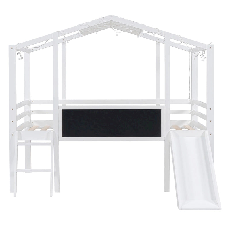 Lit mezzanine pour une personne avec échelle et toboggan