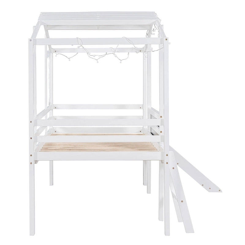 Lit mezzanine pour une personne avec échelle et toboggan