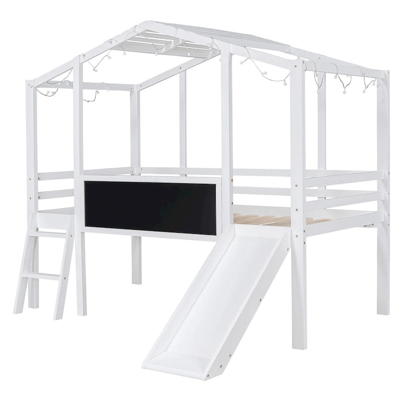 Lit mezzanine pour une personne avec échelle et toboggan