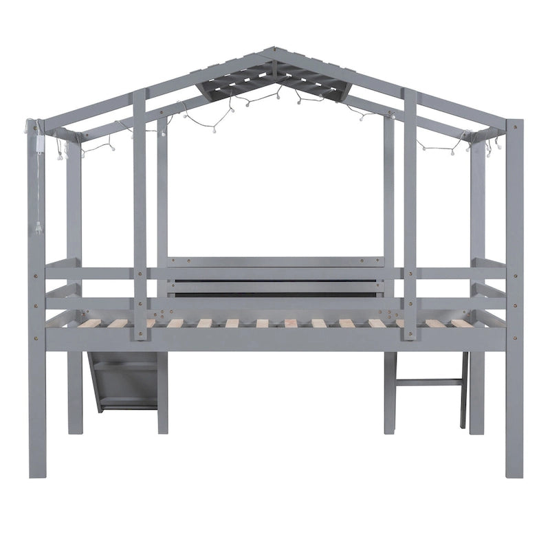 Lit mezzanine pour une personne avec échelle et toboggan