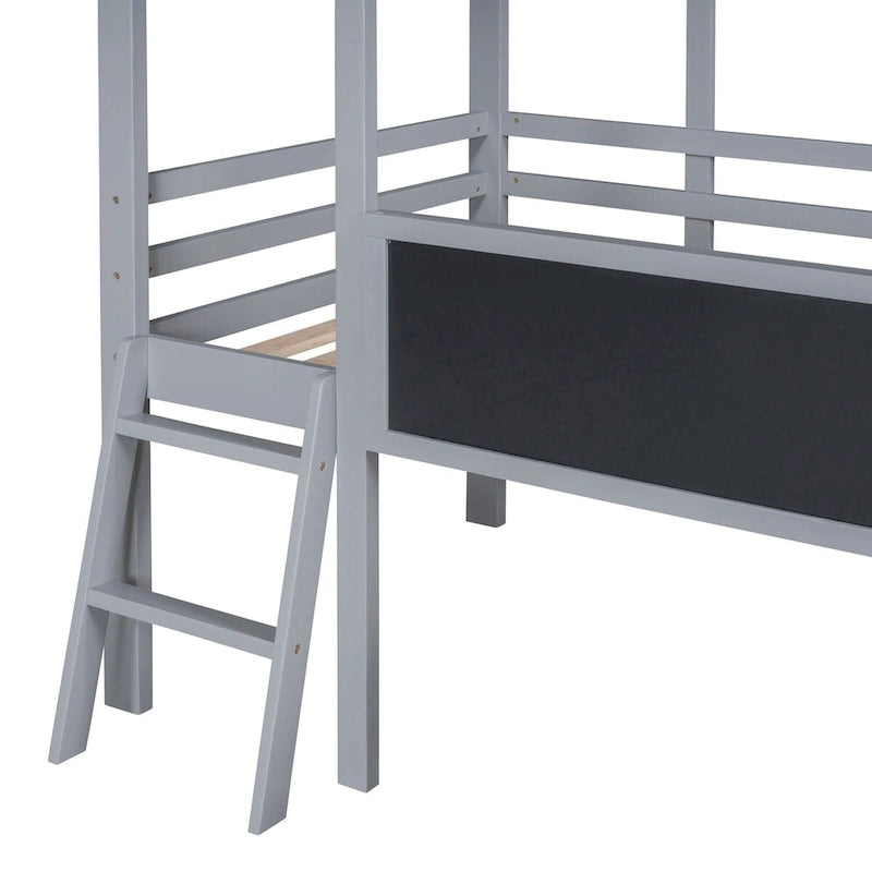 Lit mezzanine pour une personne avec échelle et toboggan