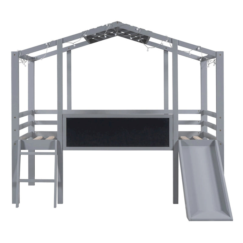 Lit mezzanine pour une personne avec échelle et toboggan