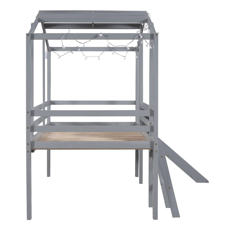 Lit mezzanine pour une personne avec échelle et toboggan