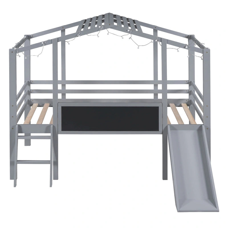 Lit mezzanine pour une personne avec échelle et toboggan