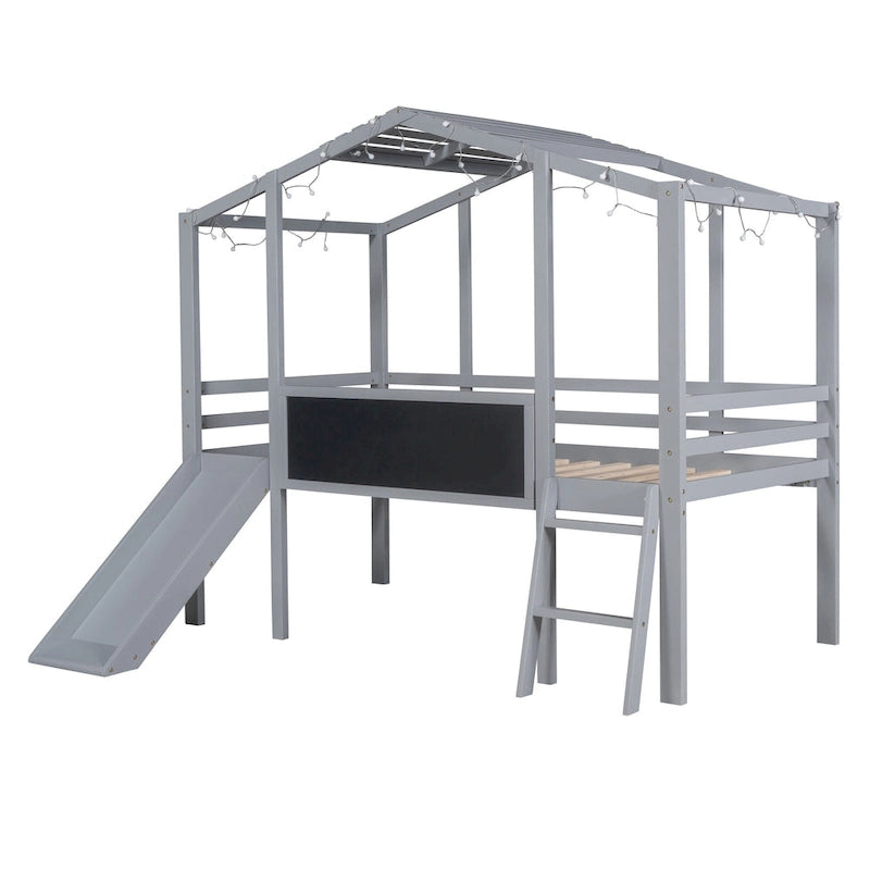 Lit mezzanine pour une personne avec échelle et toboggan
