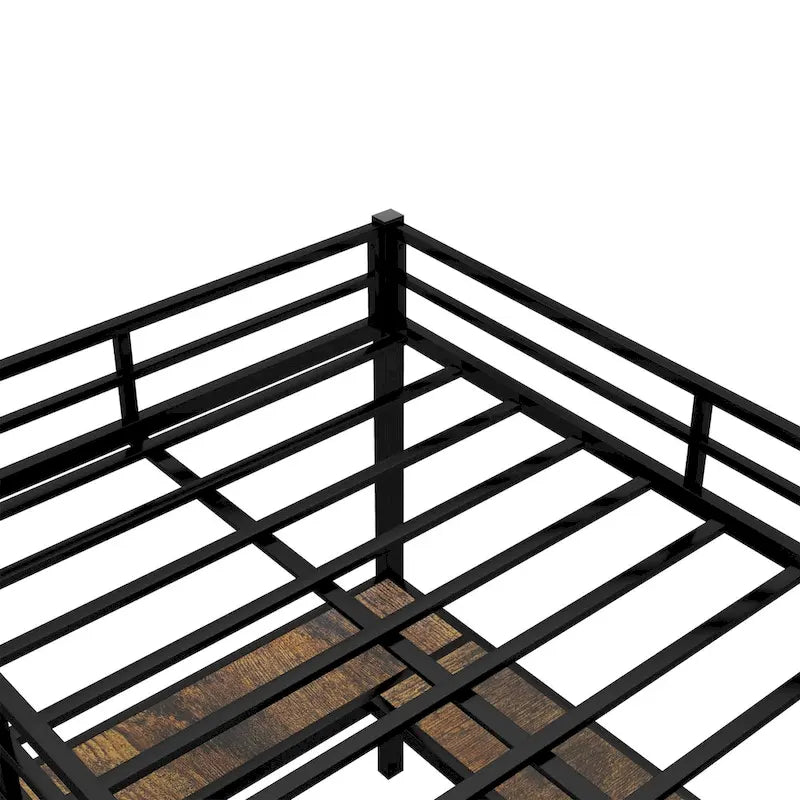 Lit mezzanine en métal avec bureau et étagères