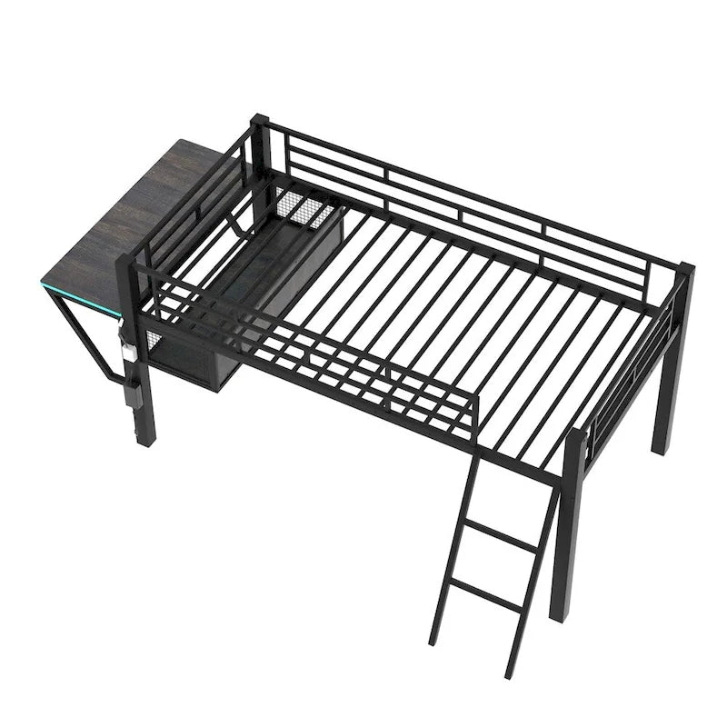 Lit mi-hauteur de jeu simple avec bureau, LED