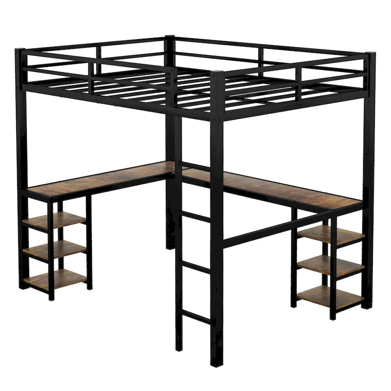 Full Metal Loft Bed with Desk